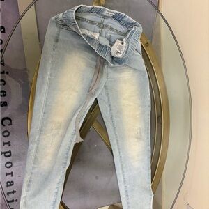 Casual Light Blue Denim Joggers